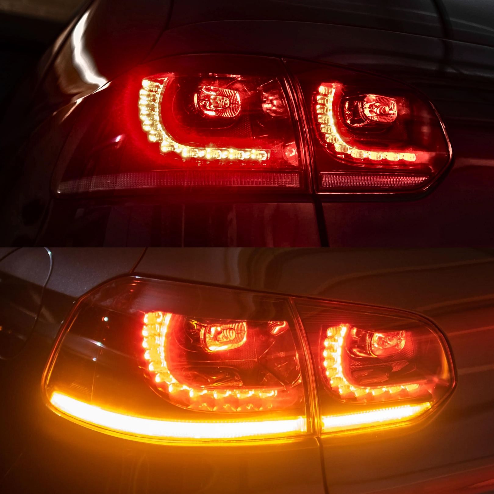 CHERRY RED STYLE SEQUENTIAL LED TAILLIGHTS - SUIT VW MK6 GOLF