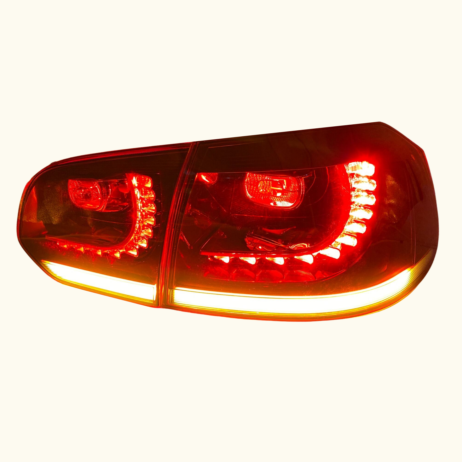 CHERRY RED STYLE SEQUENTIAL LED TAILLIGHTS - SUIT VW MK6 GOLF
